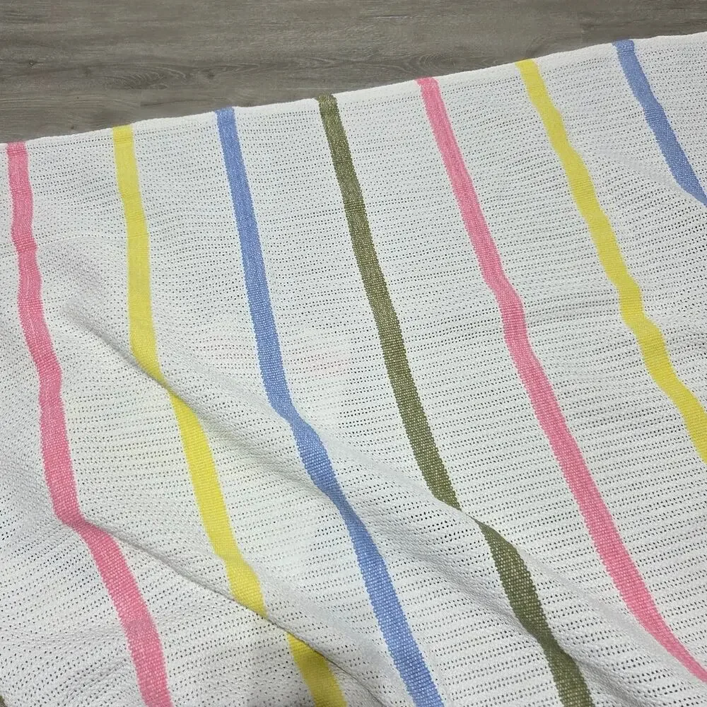 Bruna Cavallini Vintage 1980's Colorful Striped Baby Blanket